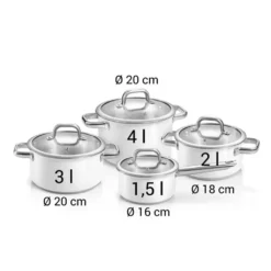 Topfset INDUKTION Kochtopfset 8 Tlg. X4 Töpfe MIT GLASDECKELN Edelstahl Weiß -Küchenbedarf Laden 0013827e8d9436f9121196aebe14b711