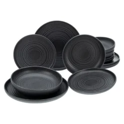 CreaTable 23861 Tafelservice Uno Für 4 Personen, Steinzeug, Schwarz (1 Set, 12-teilig) -Küchenbedarf Laden 0059fd3f669d3c1506ab694d9fc22509