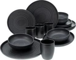 CreaTable 23860 Kombiservice Uno Für 4 Personen, Steinzeug, Schwarz (1 Set, 16-teilig) 7 CreaTable 23860 Kombiservice Uno Für 4 Personen, Steinzeug, Schwarz (1 Set, 16-teilig) -Küchenbedarf Laden 01da68474a60104472e058643999d157