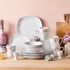 VEWEET Porzellan Kombiservice 'Annie', 40 Teilig Geschirrservice Für 8 Personen, Frühstückservice Mit Je 8 Eierbecher, Kaffeebecher 350 Ml, Müslischalen, Dessertteller Und Flachteller -Küchenbedarf Laden 026236d6302e1788c9321b9f26fc347c