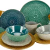 CreaTable 22561 Kombiservice Samarkand Für 4 Personen, Steinzeug, Mehrfarbig (1 Set, 16-teilig) -Küchenbedarf Laden 0397b6390b7dea9b0fbf70310df3749f