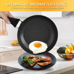 3tlg Pfannenset Mit Antihaftbeschichtung - Kratzfest Mit Isoliertem Griff Induktion 20 +24 +28cm Schwarz -Küchenbedarf Laden 07bd2d74b4f5e2832b778fa0b99eeea7