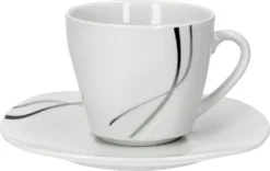 Van Well Kombiservice Silver Night 62-tlg 6 Personen, Tafel + Kaffee + Zubehör, Linien-Dekor -Küchenbedarf Laden 09cf189423f594bbbea84c4e359ccd1d