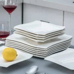 MALACASA, Serie Amparo, Porzellan Tafelservice 24 Tlg. Kombiservice 12 Speiseteller Und 12 Suppenteller Für 12 Personen -Küchenbedarf Laden 0a806c8cd859bd61fa6ff2b141987c95