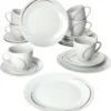 Van Well 18tlg. Kaffee-Service Home Für 6 Personen I 6x Tasse 180ml, 6x Untertasse + 6x Kuchenteller I Porzellan-Geschirr Mit Streifen In Grau, Schwarz & Creme I Kaffeepott, Dessert-Teller 1 Van Well 18tlg. Kaffee-Service Home Für 6 Personen I 6x Tasse 180ml, 6x Untertasse + 6x Kuchenteller I Porzellan-Geschirr Mit Streifen In Grau, Schwarz & Creme I Kaffeepott, Dessert-Teller -Küchenbedarf Laden 0b61d6a9c8160eebb22976d32cd622bc