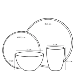 Mica Decorations Tabo Service Set Für 4 Personen - Keramik - Grau -Küchenbedarf Laden 0c41a2402304b15577295790298ac206