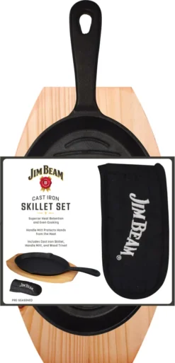 Jim Beam BBQ Servierpfanne Gusseisen - Grillpfanne Steakpfanne Emaille Mit Holzuntersetzer Servierbrett 4er Set -Küchenbedarf Laden 0eab4153333dada907654074e9ef76f0