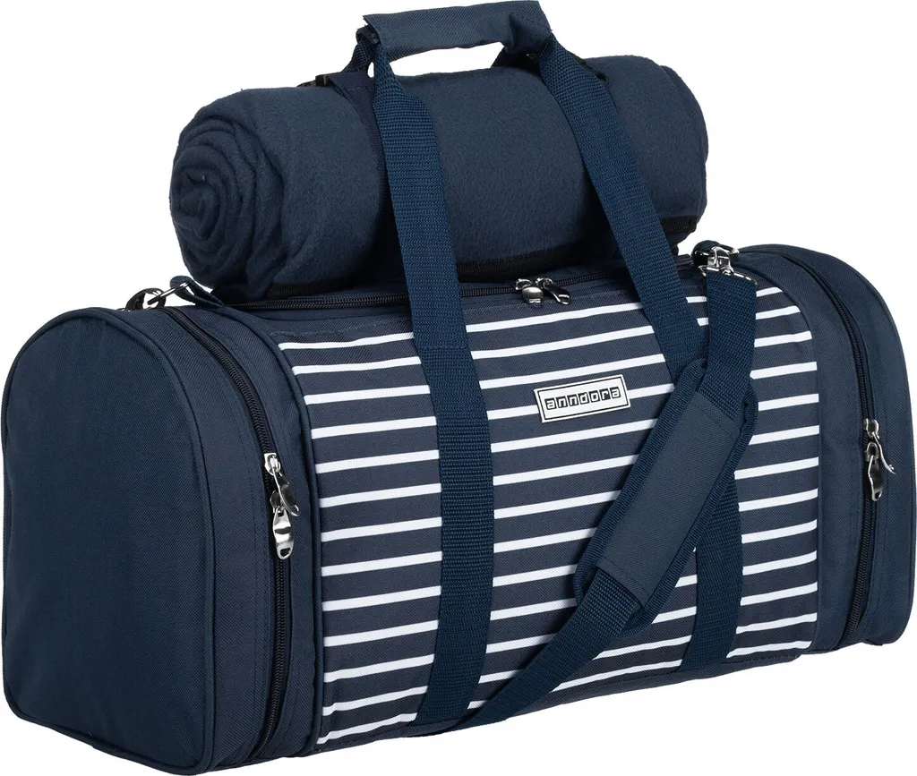 anndora Picknick Kühltasche + Decke + Zubehör - blau weiß gestreift - Blau Anndora Picknick Kühltasche + Decke + Zubehör - Blau Weiß Gestreift - Blau -Küchenbedarf Laden 0ebd62b772ca845f513599e250ef4153