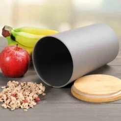 KESPER Vorratsdose, Kunststoff Mit Bambusdeckel, Grau, Ø 11,5 Cm, Höhe: 18,7 Cm, 32601 -Küchenbedarf Laden 13b8526d1ed636f4076009ca657c1556