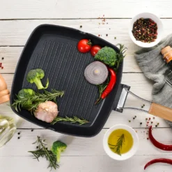 Relaxdays Grillpfanne Mit Holzgriff 6 Relaxdays Grillpfanne Mit Holzgriff -Küchenbedarf Laden 1873595ba79345e0244f7ee008471730