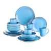 Vancasso Serie Navia Oceano, 16 Teilig Essservice Set Aus Steingut, Tafeiservice Für 4 Personen, Wasserblau, Vintage Aussehen, Natur Design -Küchenbedarf Laden 18c0aea17d547501c766fc300e3bbbdf
