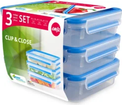 Emsa Frischhaltedose CLIP & CLOSE 3er Set 1,20 Liter Blau -Küchenbedarf Laden 1bde544431c480d8bc1138fb20d929b7