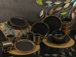 CreaTable 23592 Kombiservice Modern Industrial Für 4 Personen, Steinzeug, Schwarz/gold (1 Set, 16-teilig) -Küchenbedarf Laden 1e3b9ca979def613d9936119c83d140f