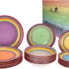 Tellerset Rainbow 18-tlg. 6 Personen Steingut Tafelservice Dessertteller Speiseteller Suppenteller -Küchenbedarf Laden 1e9eda531e4bb749e1921c25d597897b