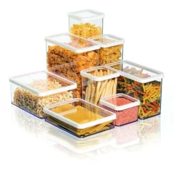 ROTHO Set Premium Dosen 5 Tlg. LOFT, Farbe:Transparent / Weiß -Küchenbedarf Laden 1eeeb5a7710d49d5d6084fe26a85c2af