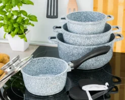 Graue Töpfe Und Kasserolle Mit Marmorbeschichtung -Küchenbedarf Laden 20f535b8b959d6a24b7d0f95af8af827