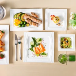 MALACASA, Serie Mario, Cremeweiß Porzellan Tafelservice 28 Tlg. Set Geschirrset Kombiservice Mit Dessertteller, Speiseteller, Suppenteller, Müslischalen, Servierplatte, Salz- Und Pfefferdosen -Küchenbedarf Laden 229ec8b73e99d7cae22f123b928cc063