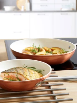 GSW Pfannen-Set Kupfer-Bronze 2-tlg., Aluminium, Edelstahl Rostfrei, Bratpfanne ø Ca. 20 X H 4,3cm / ø Ca. 28 X H 5,4cm -Küchenbedarf Laden 230775bc01bc52c6b76349e491098682