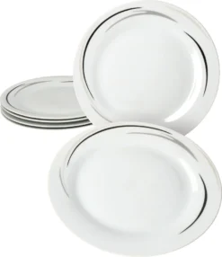 12tlg Tafel-Service Home Suppenteller Speiseteller Streifen Porzellan-Geschirr -Küchenbedarf Laden 253a2ed10be974efded77bbbc9bc09d8