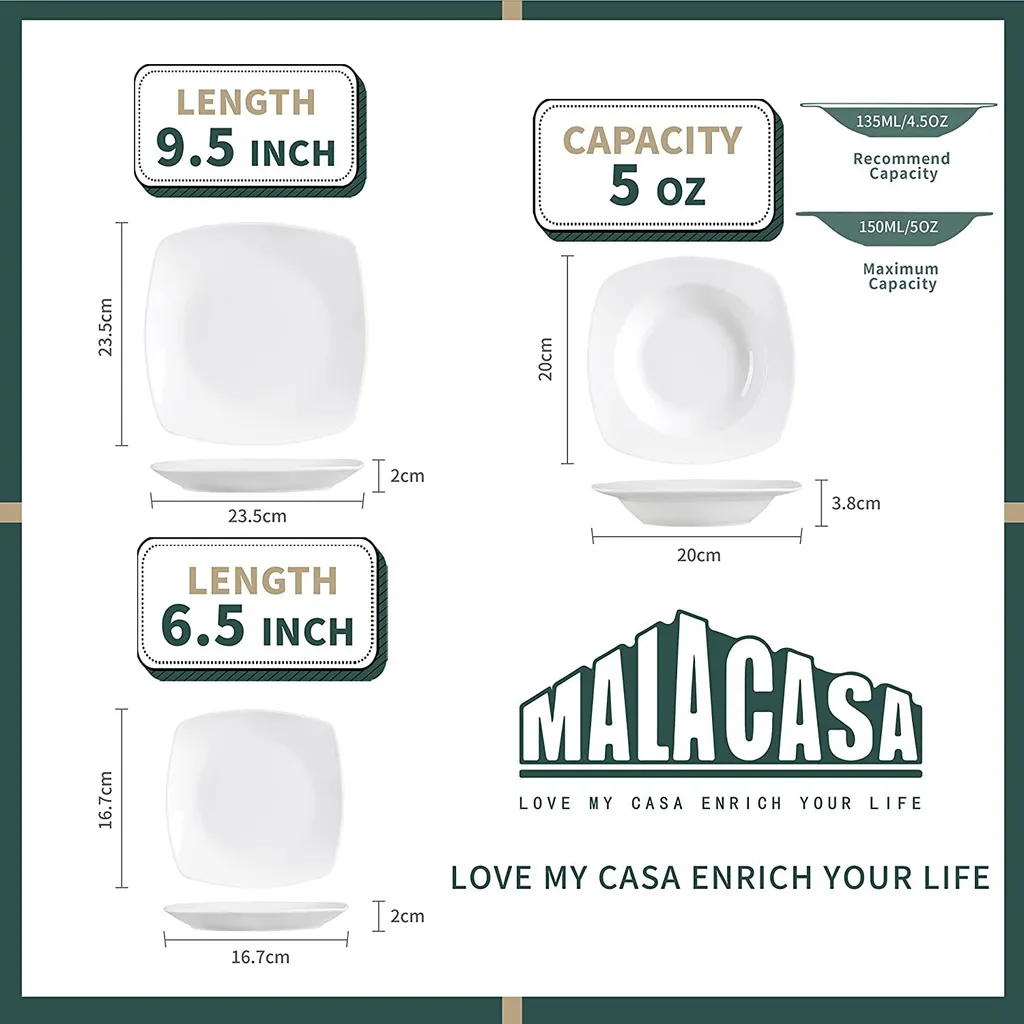 MALACASA, Serie Julia, 36 Tlg. Set Porzellan Geschirrset Tafelservice mit Kuchenteller, Flachteller und Suppenteller für 12 Personen MALACASA, Serie Julia, 36 Tlg. Set Porzellan Geschirrset Tafelservice Mit Kuchenteller, Flachteller Und Suppenteller Für 12 Personen -Küchenbedarf Laden 27df3283d4ea9b7c03cd9cfd3062192b