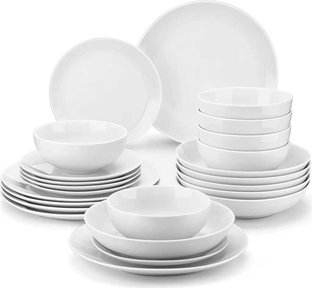 MALACASA Serie AMELIA Kombiservice (24-tlg), Essservice aus Porzellan, Geschirrset mit Speiseteller, Dessertteller, Suppenteller und Schale für 6 Personen MALACASA Serie AMELIA Kombiservice (24-tlg), Essservice Aus Porzellan, Geschirrset Mit Speiseteller, Dessertteller, Suppenteller Und Schale Für 6 Personen -Küchenbedarf Laden 29ae4aa06867297317a6ace7dcc9311f
