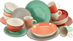 CreaTable 22853 Kombiservice Bella Casa Fashion Für 4 Personen, Steingut, Mehrfarbig (1 Set, 16-teilig) -Küchenbedarf Laden 2a69fd701b9a882c610505d3f6e09f7d