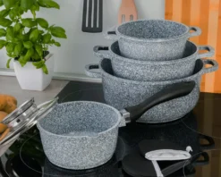 Graue Töpfe Und Kasserolle Mit Marmorbeschichtung -Küchenbedarf Laden 2ac658eb9a76a4cc3f41f12ab335f241