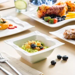 MALACASA, Serie Mario, Cremeweiß Porzellan Tafelservice 28 Tlg. Set Geschirrset Kombiservice Mit Dessertteller, Speiseteller, Suppenteller, Müslischalen, Servierplatte, Salz- Und Pfefferdosen -Küchenbedarf Laden 2c5a5ac7a5bd4f7d737ba172dd0112c5