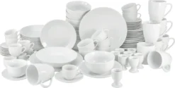 CreaTable 22700 Kombiservice Luna Für 8 Personen, Porzellan, Weiß (1 Set, 80-teilig)