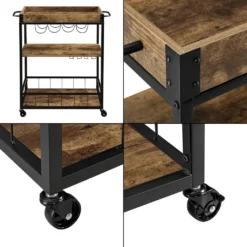 Servierwagen Barwagen Mit Flaschen- Und Glashalter Beistellwagen Allzweckwagen Rollwagen Schwarz/holzfarben [en.casa] -Küchenbedarf Laden 2e820f92b68ac9549ecb6aab25925c44