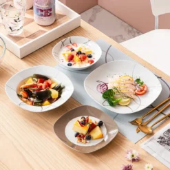 VEWEET Tafelservice 'Nikita' Aus Porzellan, 24 Teilig Geschirrset Beinhatlet Müslischalen, Dessertteller, Speiseteller Und Suppenteller, Geschirrservice Für 6 Personen -Küchenbedarf Laden 2ee698f5f467245f27bcda5b9b97b6ad