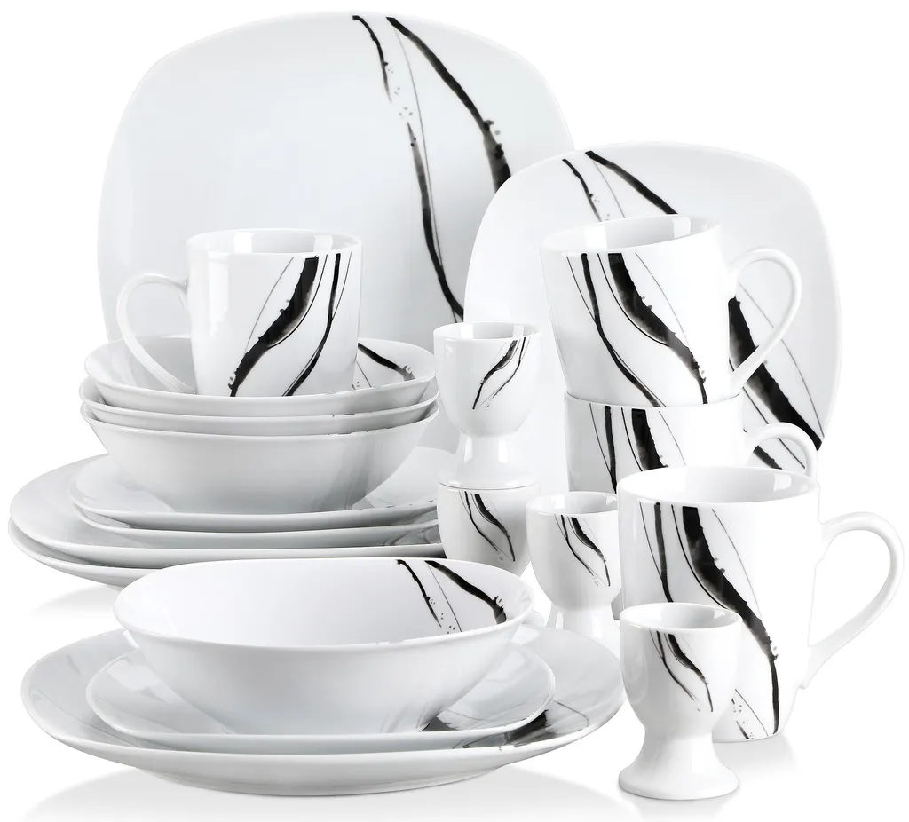 VEWEET Tafelservice 'Teresa' aus Porzellan 20 teilig, Geschirrset beinhatlet Eierbecher, Kaffeetassen, Müslischalen, Dessertteller und Flachteller, Geschirrservice für 4 Personen VEWEET Tafelservice 'Teresa' Aus Porzellan 20 Teilig, Geschirrset Beinhatlet Eierbecher, Kaffeetassen, Müslischalen, Dessertteller Und Flachteller, Geschirrservice Für 4 Personen -Küchenbedarf Laden 2f337201af029085f39c326ae65d4c91
