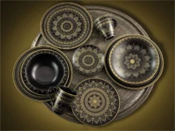 CreaTable 23588 Tafelservice Mandala Für 4 Personen, Steinzeug, Schwarz/gold (1 Set, 12-teilig) -Küchenbedarf Laden 30d526b6de395a8443e5b4edde69e605