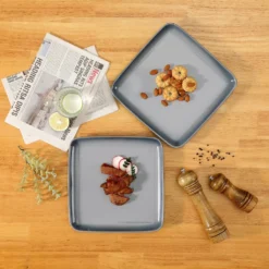 LOVECASA Tafelservice, 4-tlg Set Quadratische Speiseteller Aus Steingut, Flachteller, Frühstücksteller Für 4 Personen, Grau -Küchenbedarf Laden 323f8c14ef917b9435e5ac79b69e94cf