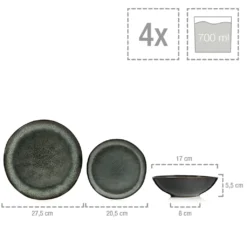 Sänger SÄNGER Steingut Geschirrset Kopenhagen, Tafelservice 12 Teilig Für 4 Personen -Küchenbedarf Laden 330d8b01bd554bbaa5bf97f67686e2c1