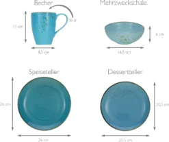 CreaTable 20157 Kombiservice Nature Collection Aqua Für 4 Personen, Steinzeug, Aqua (1 Set, 16-teilig) 7 CreaTable 20157 Kombiservice Nature Collection Aqua Für 4 Personen, Steinzeug, Aqua (1 Set, 16-teilig) -Küchenbedarf Laden 343b6934b8cf8ef0366eb85e6d030ec6