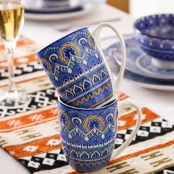 Vancasso Tafelservice Porzellan, Mandala 16 Teiliges Essgeschirr Kombiservice, Handbemaltes Geschirrset Für 4 Personen, Böhmischer Stil -Küchenbedarf Laden 34a65c5387668ed2459e53c345012391