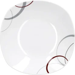 Tafelservice Palazzo 12tlg. - Weiß MitNachbildung-Kreisen In Grau Und Dunkelrot - Für 6 Personen -Küchenbedarf Laden 359508a836fdd14af2712d14574324ad