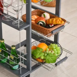 HOMCOM Küchenwagen Auf Rädern, Rollwagen Mit 2 Regalen, Servierwagen, Bastelwagen Mit Arbeitsplatte Und Gewürzregal, Rollregal Für Küche, Esszimmer, Kiefernholz, Grau, 47 X 37 X 83 Cm 10 HOMCOM Küchenwagen Auf Rädern, Rollwagen Mit 2 Regalen, Servierwagen, Bastelwagen Mit Arbeitsplatte Und Gewürzregal, Rollregal Für Küche, Esszimmer, Kiefernholz, Grau, 47 X 37 X 83 Cm -Küchenbedarf Laden 36a2637d5fe3a5a66902595816644304