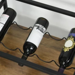 HOMCOM Rollwagen Servierwagen Auf Rollen, Küchenwagen Mit Weinregal Und Glashalter, Mit Bremsen, Metall, 77 X 44,5 X 91 Cm -Küchenbedarf Laden 39f2765fc96658de3064f05a6db19200