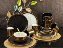 CreaTable 23592 Kombiservice Modern Industrial Für 4 Personen, Steinzeug, Schwarz/gold (1 Set, 16-teilig) -Küchenbedarf Laden 3a51bdd1393c8b834838f7fd88adf2d3