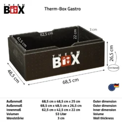 Profibox B53 - Wand: 3cm - Volumen: 53L - Innenmaß: 62,5x42,5x22cm - Wiederverwendbar Isolierbox Thermobox Kühlbox Warmhaltebox - Für E2 Kiste -Küchenbedarf Laden 3aee123db811cff9268931a178905c9c