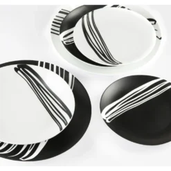 Waterside 0000006105 Tafelservice Milan Für 8 Personen + Streifen, Porzellan, Rund, Schwarz/weiß (1 Set, 24-teilig) -Küchenbedarf Laden 3df050378bbe7fe5760ace4626e8f42d