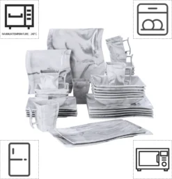 MALACASA, Serie Flora, 32 Tlg. Marmor Porzellan Geschirrset Kombiservice Tafelservice Mit 6 Schalen, 6 Dessertteller, 6 Suppenteller, 6 Speiseteller, 6 Becher Und 2 Rechteckige Servierplatte -Küchenbedarf Laden 3ec9c278c9612da885c6aa818e1e681a