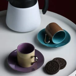 Artvigor, Porzellan Kaffeeservice, Bunt 12 Teilig Kaffee Set, Mit 6 Espressotassen 80 Ml, 6 Untertassen, Mehrfarbig -Küchenbedarf Laden 43182232cb14a277f3be08c056bc4b80