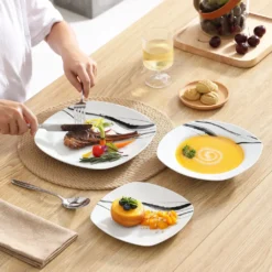 VEWEET, Tafelservice 'Teresa' Aus Porzellan, 36-teilig Geschirrset, Kombiservice Mit Dessertteller, Speiseteller Und Suppenteller -Küchenbedarf Laden 4476b60d24828eeaafd549ccc0a16d8d