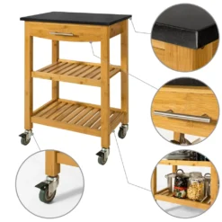 SoBuy Servierwagen Küchenwagen Mit Granitarbeitsplatte FKW28-SCH -Küchenbedarf Laden 44bda79c4700855b7ec99863a6ad2b44