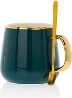 HowHomely Kaffeeservice Keramik 4 Personen - Teeservice 10-tlg. - Grün-Gold -Küchenbedarf Laden 463044aeda106ce27cd4b333171be4c2