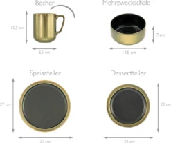 CreaTable 23592 Kombiservice Modern Industrial Für 4 Personen, Steinzeug, Schwarz/gold (1 Set, 16-teilig) -Küchenbedarf Laden 46c1de60d245fbc7cd8630a96e1f4066