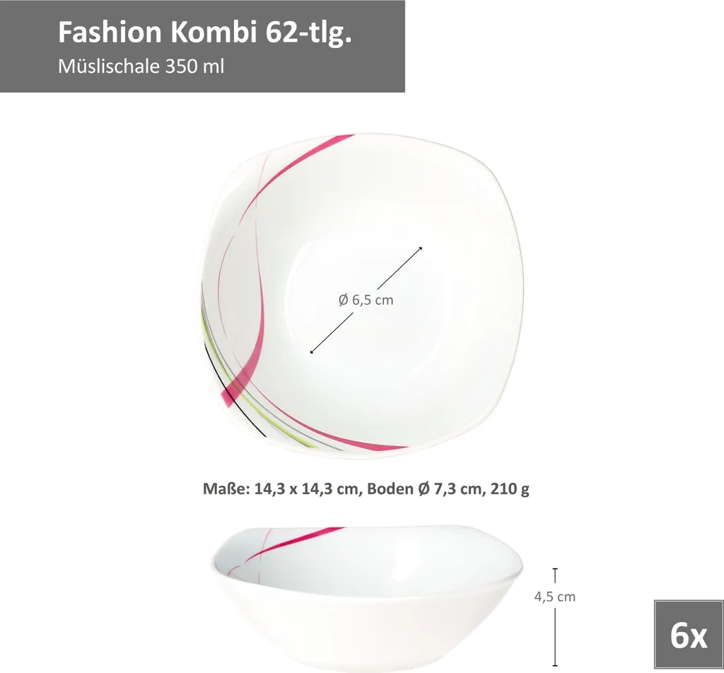 Kombiservice 62 tlg. Fashion, eckige Form Kombiservice 62 Tlg. Fashion, Eckige Form -Küchenbedarf Laden 4e787208a61fcab2527cc5c418e7fcde